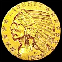 1909-D $5 Gold Half Eagle UNCIRCULATED