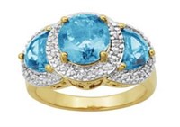 Genuine 4.60 ct Sky Blue Topaz Designer Ring