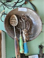 Strainer and vintage utensils
