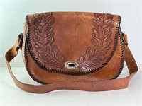 Lg. Vintage Hand Tooled Leather Purse (Nice Shape)