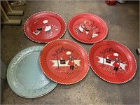 7 - VINTAGE METAL 19" BBQ THEMED TRAYS & MORE