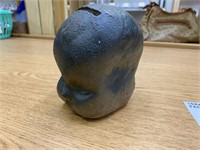 UNUSUAL CERAMIC ? 2 SIDED BABY FACE BANK
