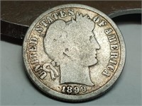 OF) 1899 silver Barber dime