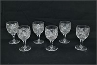 Vintage Cut Glass Wine Goblets, Set of 6