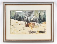 Dan Mondloch Watercolor of Loggers' Cabin