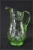 Vintage Green Glass Bubble Pitcher