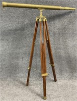 Vintage Brass Telescope on Wood Stand