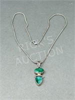 925 necklace & double stone pendant