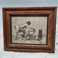 R Hendrickson - Mother Bathing Child Framed Print