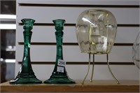 QTY OF GLASS CANDLESTICK HOLDERS