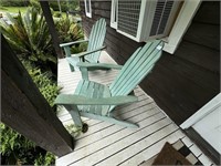 TWO WOODEN ADIRONDACK CHAIRS