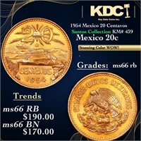 1954 Mexico 20 Centavos Santos Collection KM# 439