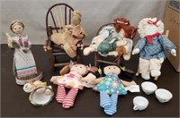 Lot of Handcrafted Dolls, Sake Cuos & More