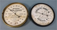 (2) Antique Advertising Wall Thermometers