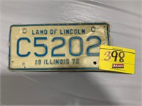 1972 ILLINOIS MOTORCYCLE LICENSE PLATE