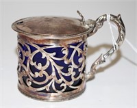 Sterling silver pierced mustard pot