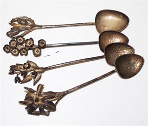 Four sterling silver Australian floral teaspoons