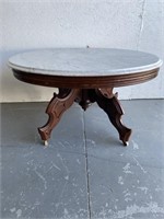 Eastlake Victorian Marble Top Table on Casters