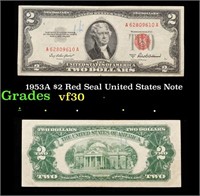 1953A $2 Red Seal United States Note Grades vf++