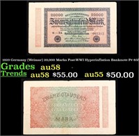 1923 Germany (Weimar) 20,000 Marks Post-WWI Hyperi