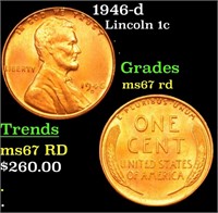 1946-d Lincoln Cent 1c Grades GEM++ Unc RD