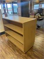 Double Sided Rolling Wooden Display W/ Shelves