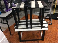 Three piece black and white wood tables