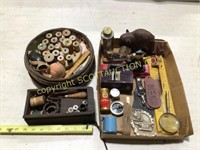 Lot misc. items, magnifying glass, compass, s