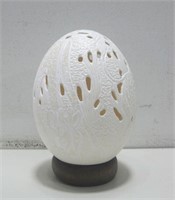 7" Hand Carved African Ostrich Egg & Stand