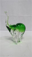 Vintage Murano Style Green Art Glass Elephant