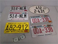 Lot of Vintage Foreign License Plate & Wisconsin