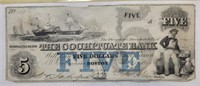 1853 $5 The Cochituate Bank Note