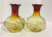 Beautiful matching pair of vintage mantle vases