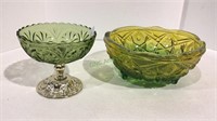 Vintage pressed glass footed bowl as well as a