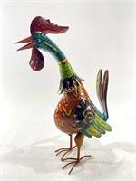Metal Rooster Bird Decor Statue
