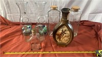 Glass Milk Bottles, glass & whiskey bottle