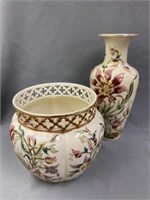 Hungarian Porcelain Vase with Planter