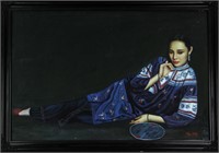 Chinese Oil Painting (Girl) on Canvas
