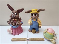 Rabbit Figurines & Large Egg w/ Small Bunnies Fig.