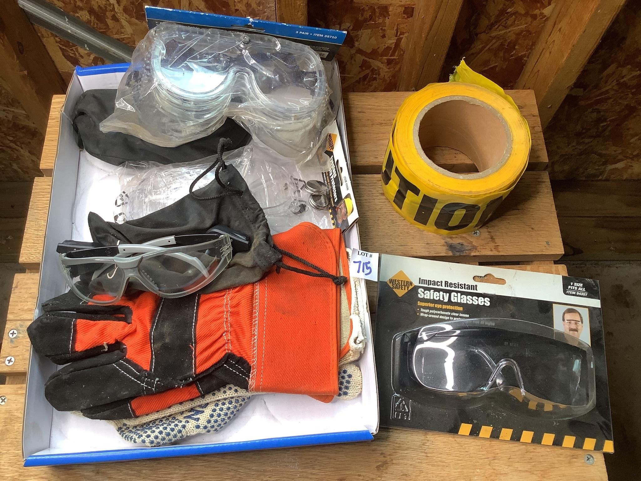 Safety Goggles, Gloves & Caution Tape
