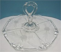 Etched Glass Handled Cookie Server