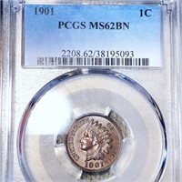 1901 Indian Head Penny PCGS - MS 62 BN