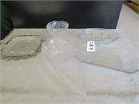 5 PIECES GLASSWARE- DOUBLE HANDLE DISH,DIVIDER