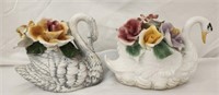 Pair of Capodimonte Porcelain Swans SEE DESC