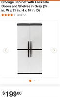 Storage Cabinet Lockable Doors and Shelves in Gray