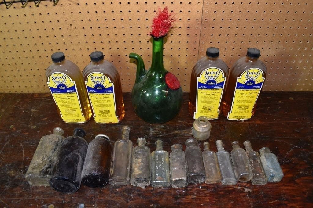 Collection of vintage bottles; as is