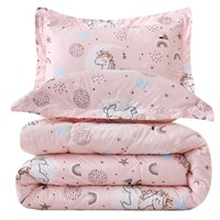 JSD Pink Unicorn Kids Comforter Set for Girls, 2