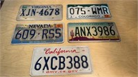 5pc Metal State Auto License Plates assortment C