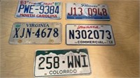 5pc Metal State Auto License Plates assortment D