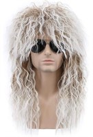 (21") Curly Brown Gradient White Wig